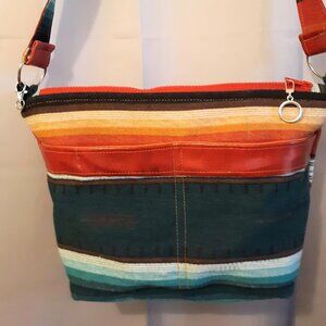 New Southwestern Sarape Stripe Tapestry Cowgirl Purse Red green gold ShoulderBag